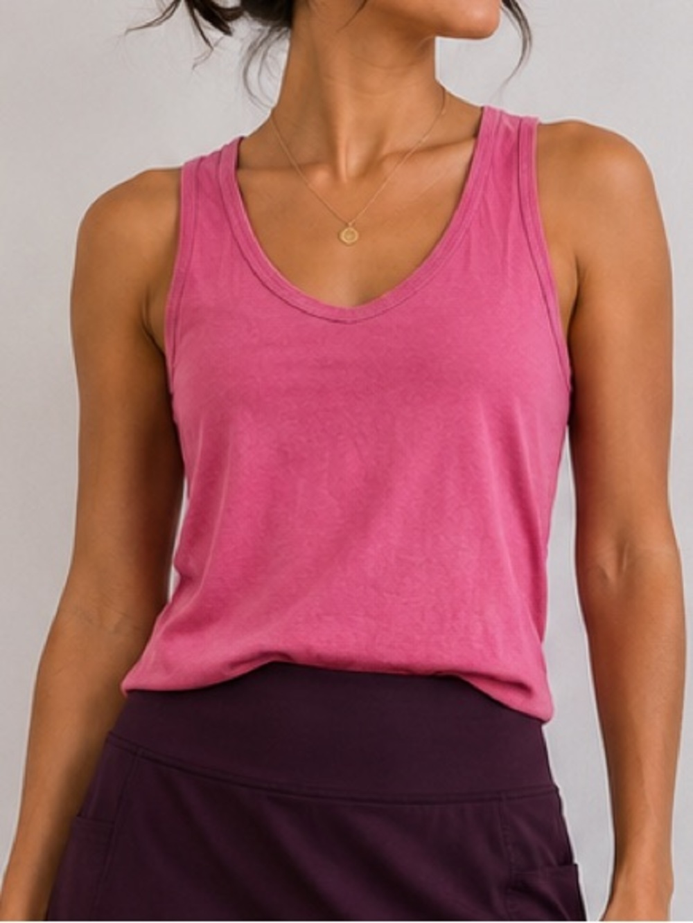 AMO Pink Scoop Neck Cotton Tank Small